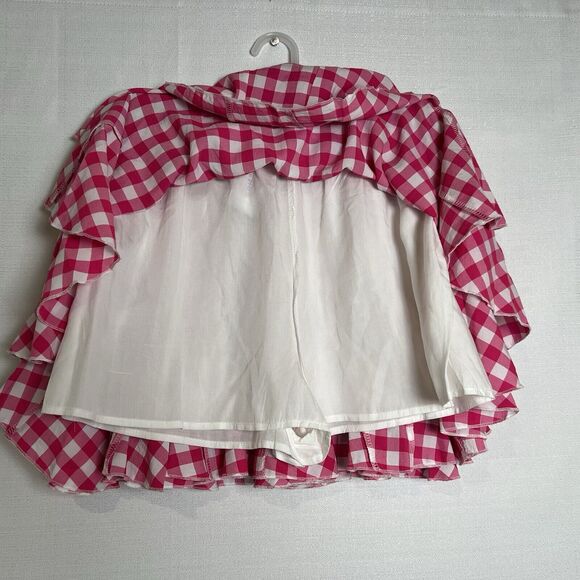 Pink and White Gingham Skort Size Large, Pleated ruffles, Elastic Waist NWT - Picture 4 of 8